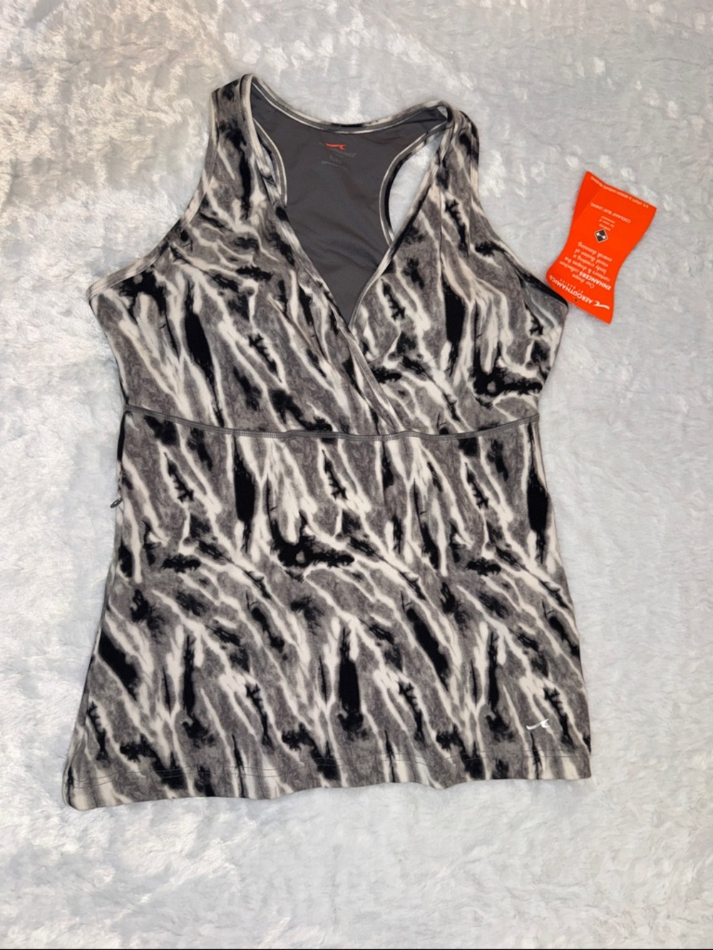Women’s Black & White Printed Active Tank Top